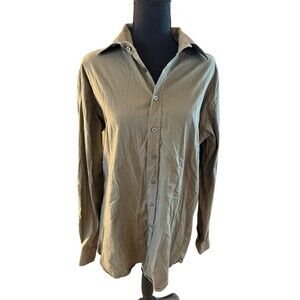 Burberry London Mens 17-43 Green Long Sleeve Button Down Shirt